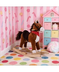 Yobtop Plush Rocking Horse with Realistic Galloping Sounds, 88 lbs Capacity, Ages 3+