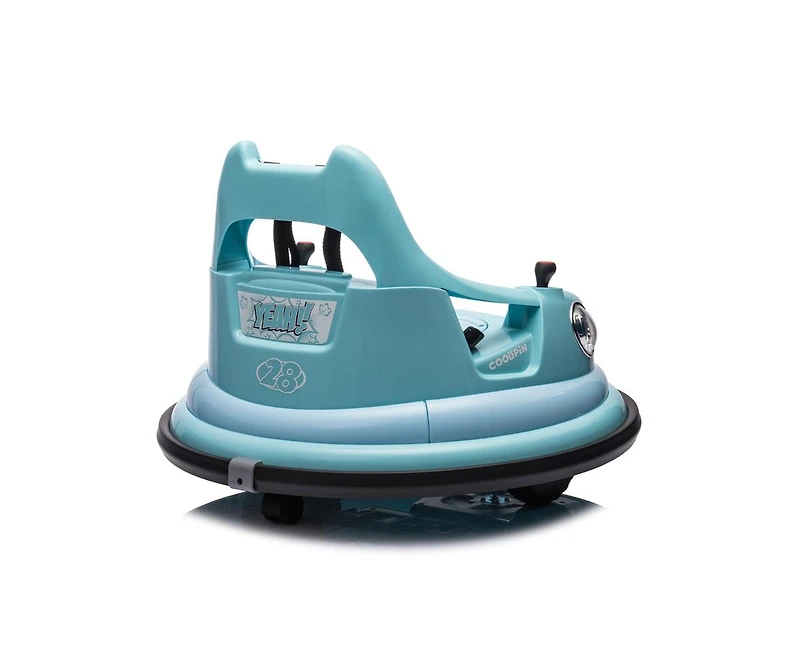 Yobtop 12V Kids Ride On Bumper Car with Remote Control, Led Lights & 360-Degree Spin, Ages 1.5+