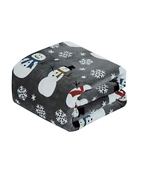 Kate Aurora Ultra Soft & Cozy Christmas Gray Snowman Plush Accent Throw Blanket Cover - 50 in. W x 60 in. L