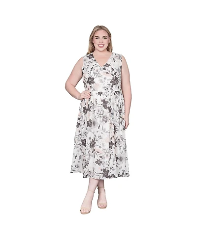 Standards & Practices Women's Floral-Print V-Neck A-Line Dress