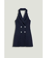 Nocturne Women's Pinstripe Double-Breasted Halter Mini Dress