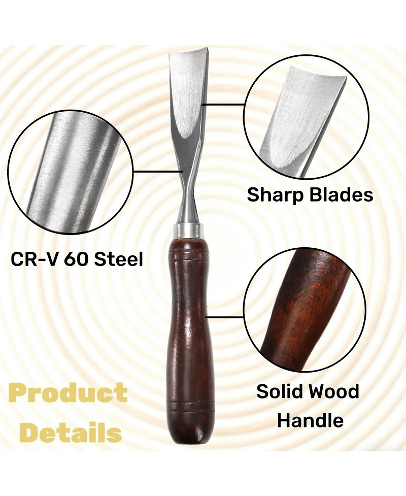 Xdovet Wood Chisel Set Woodworking Carving Tools Wooden Box Cr-v Steel Gouge Turning Craftsman