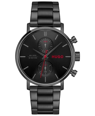 Hugo Boss Men's Takeoff Quartz Multi Ionic Plated Black Steel Watch 43mm