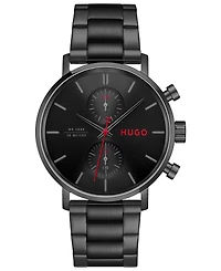 Hugo Boss Men's Takeoff Quartz Multi Ionic Plated Black Steel Watch 43mm