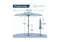 homfan 9 Feet Patio Umbrella, Outdoor Market Umbrella with Push Button Tilt and Crank, 8-Rib Iron Frame, Stripe