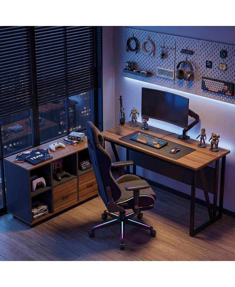 Tribesigns 55" L-Shaped Desk with Mobile File Cabinet