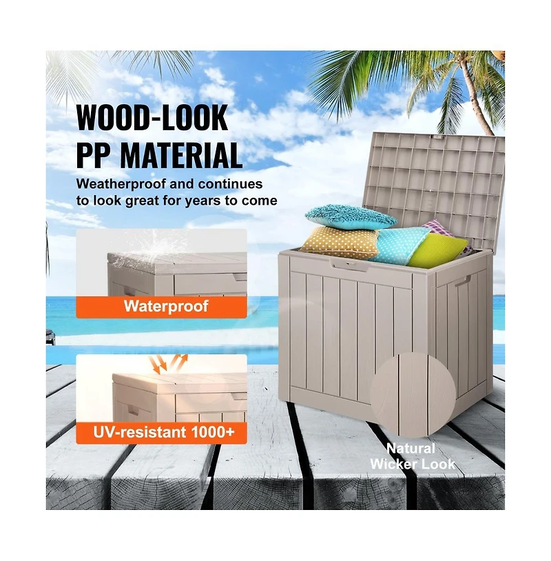 Slickblue 31 Gallon Resin Outdoor Storage Box Waterproof Deck Cabinet