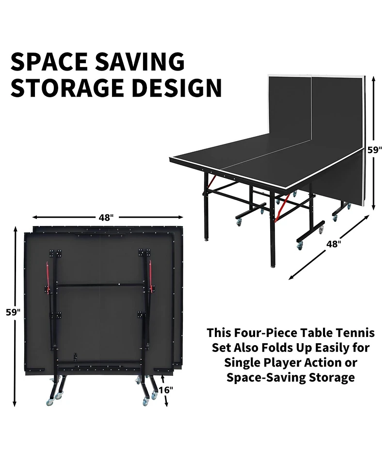 Clihome 8Feet Mid-Size Table Tennis Foldable and Portable Ping Pong Set