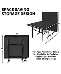 Clihome 8Feet Mid-Size Table Tennis Foldable and Portable Ping Pong Set