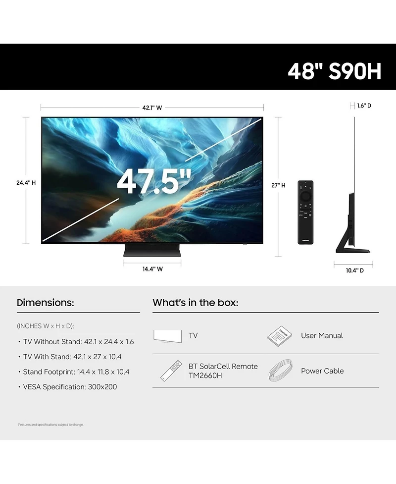 Samsung QN48S90HAEXZA 48" Oled 4K Uhd Dolby Atmos Smart Tv