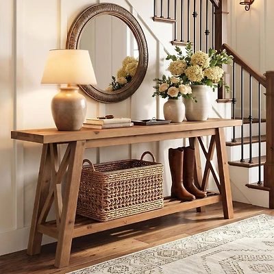 Tribesigns Extra Long Console Table with Storage, Narrow Wooden Sofa Table