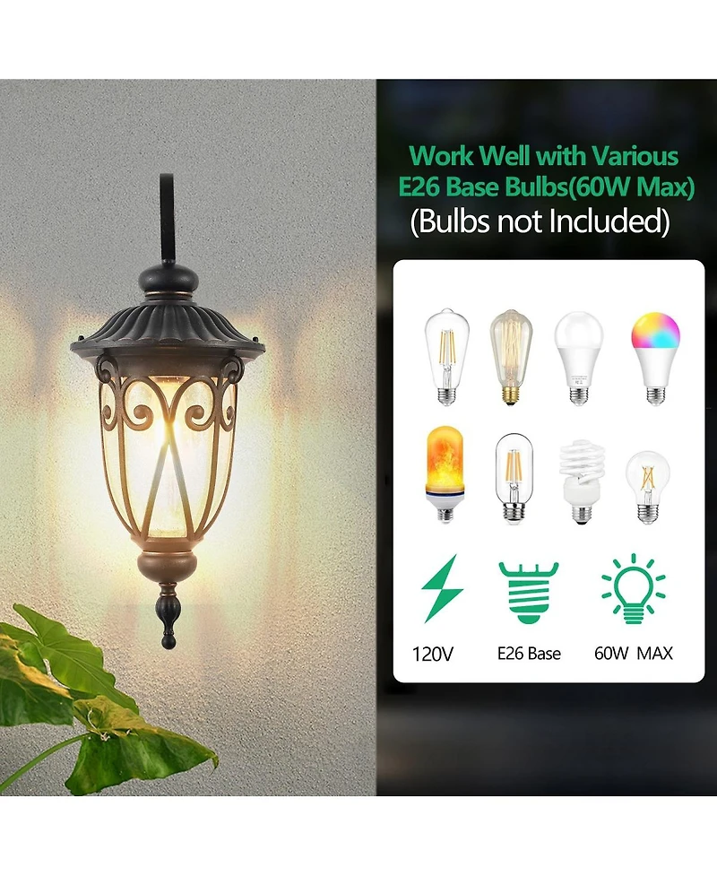 Asagikoiai 23" Outdoor Wall Lantern with Bubble Glass, Weatherproof Aluminum Porch Lantern