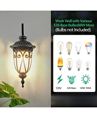 Asagikoiai 23" Outdoor Wall Lantern with Bubble Glass, Weatherproof Aluminum Porch Lantern