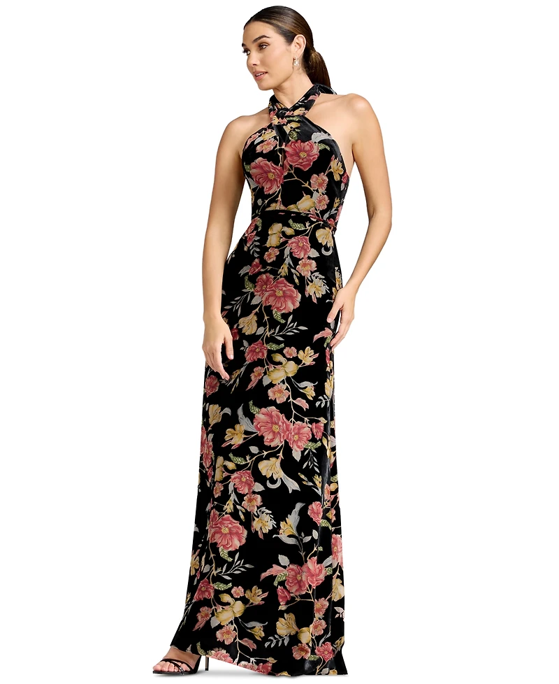 Dress the Population Women's Halter Column Floral