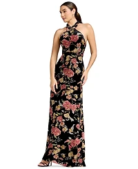 Dress the Population Women's Halter Column Floral