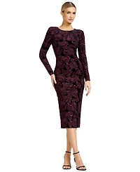 Dress the Population Women's Long-Sleeve Bodycon Floral-Print Midi