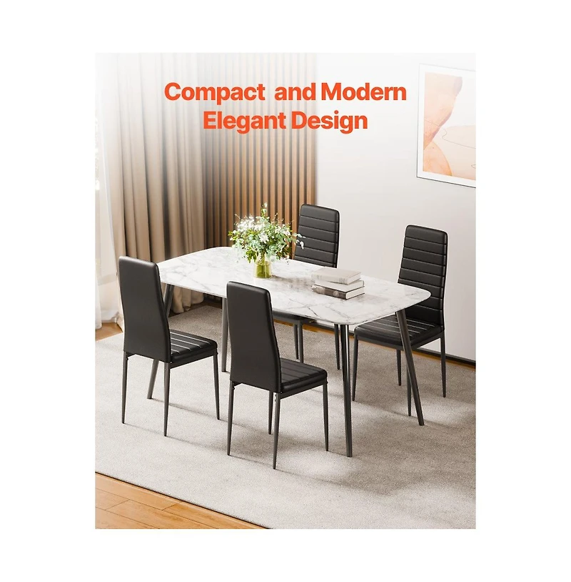 Slickblue Set of 4 Modern Dining Chairs with Thick Cushions and Metal Legs