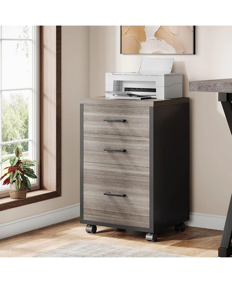 Tribesigns 3-Drawer Mobile File Cabinet with Casters, Grey