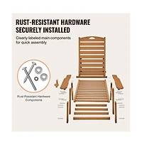 Slickblue Outdoor Hdpe Chaise Lounge Chair 6 Position Reclining with Cup Holder