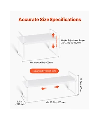 Sugift Adjustable Expandable 2-Tier Cabinet Shelf Organizer 4-Level Height 16 to 25.6in Width