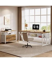 Tribesigns 63" L-Shaped Desk with Mobile File Cabinet