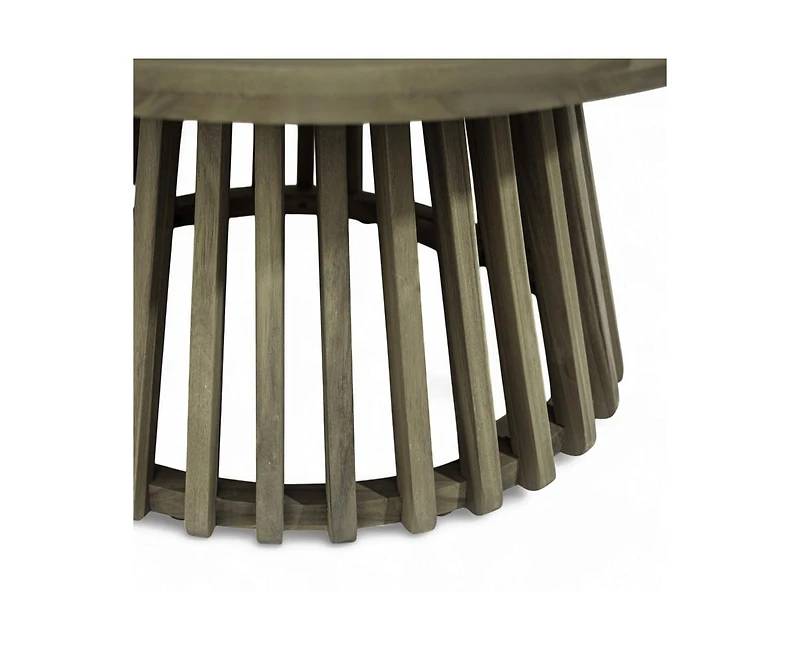 sumyeg Outdoor Acacia Wood Round Coffee Table for Patio, Balcony or Backyard