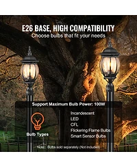 Vevor 2 Pieces Dusk to Dawn Outdoor Lamp Post Light Fixture 20.87in Pole Pier Mount