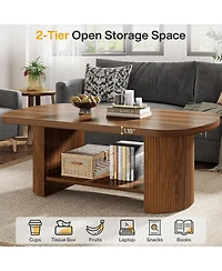 Tribesigns Oval Coffee Table with Storage Shelf