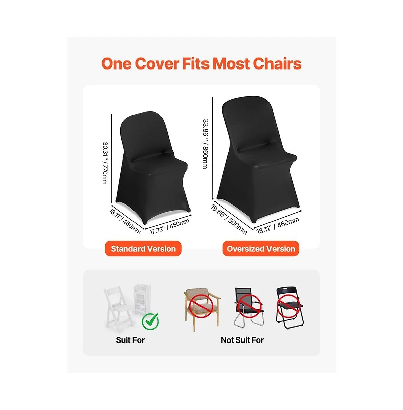 Slickblue Stretch Chair Slipcovers Set of 30, Polyester Covers for Dining, Banquet and Event Seating