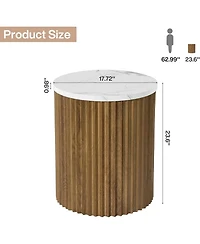 Tribesigns End Table, 23.6-Inch Tall Round Side Table with Faux Marble Tabletop, Drum Shape