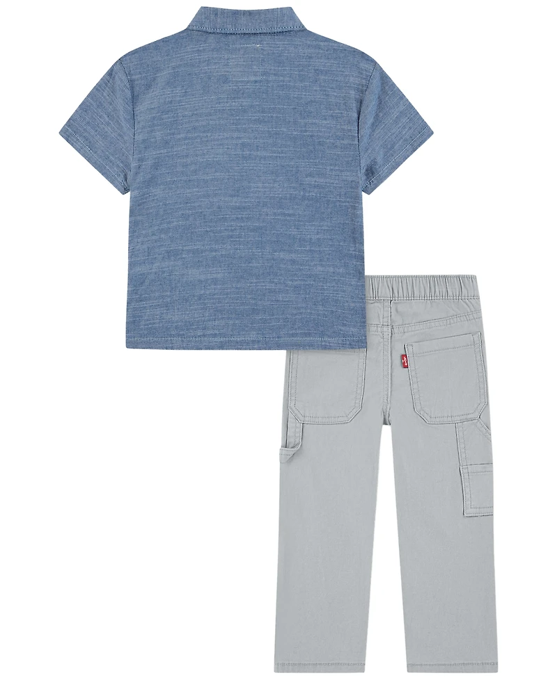 Levi's Baby Boys' Chambray Short-Sleeve Shirt and Pants, 2-Piece Set