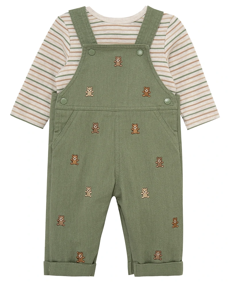 Little Me Baby Boys' Bears T-Shirt and Overall, 2-Piece Set