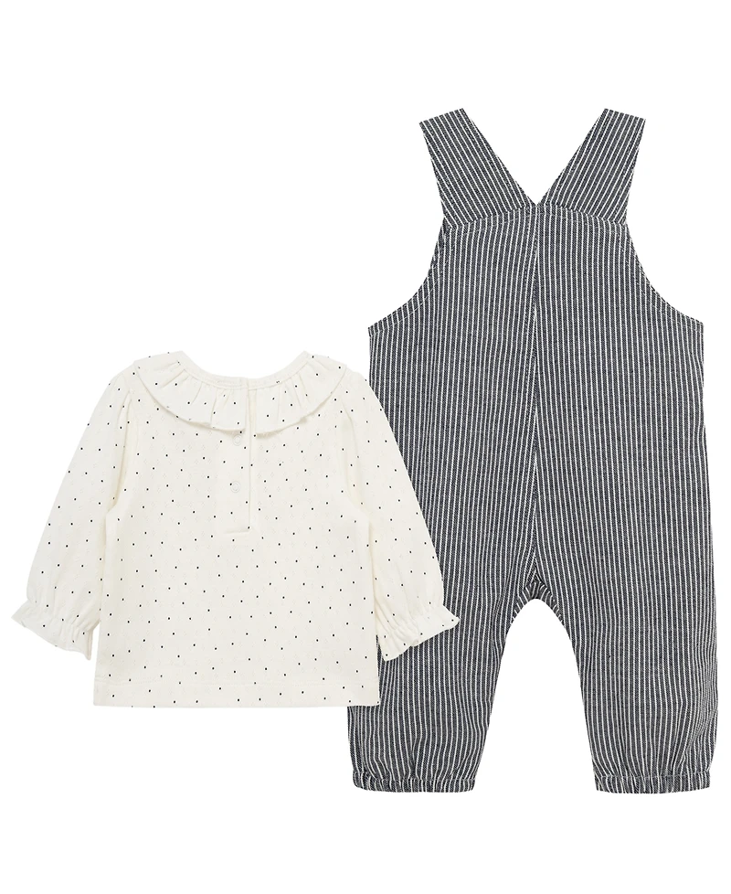 Little Me Baby Girls' Heart Top and Overall, 2-Piece set