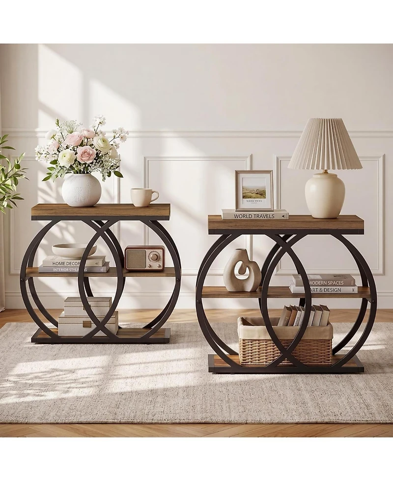 Tribesigns 3-Tier Narrow End Table with Metal Frame