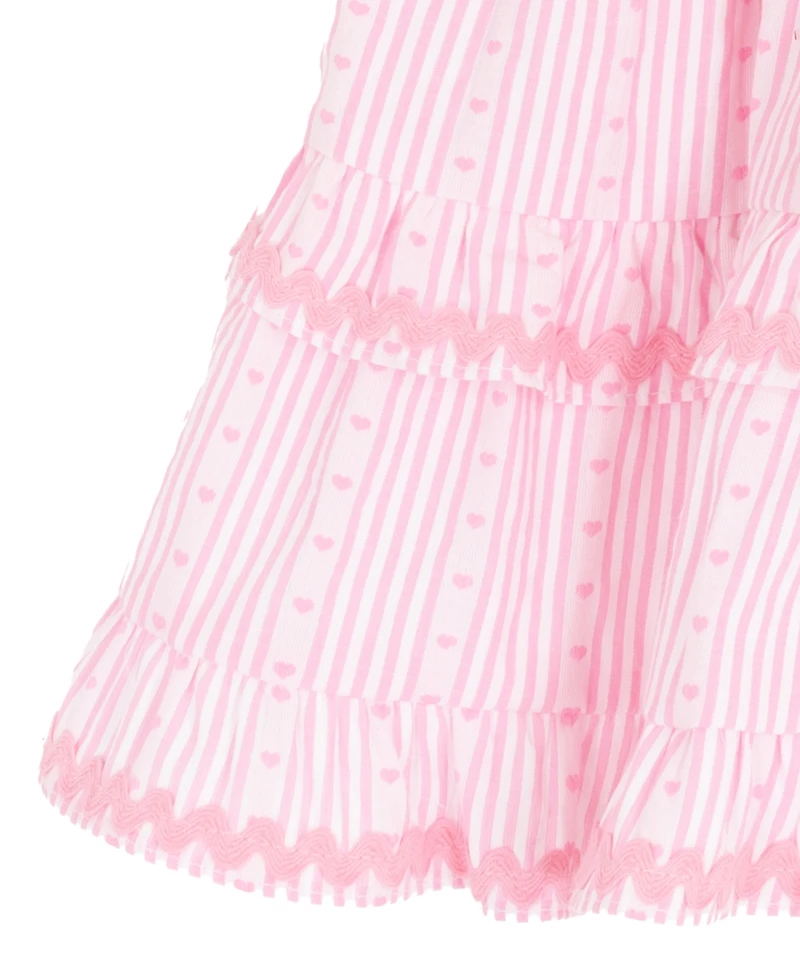 Rare Editions Girls' 4T-6X Yarn Dye Stripe Smocked Bodice Tie Shoulder Tiered Dress