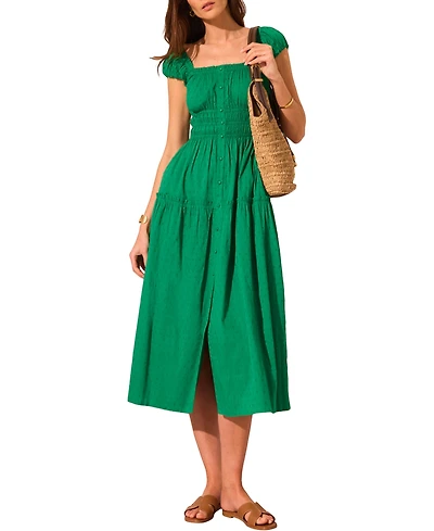 Mint Velvet Women's Cotton Scoop Neck Midi Dress