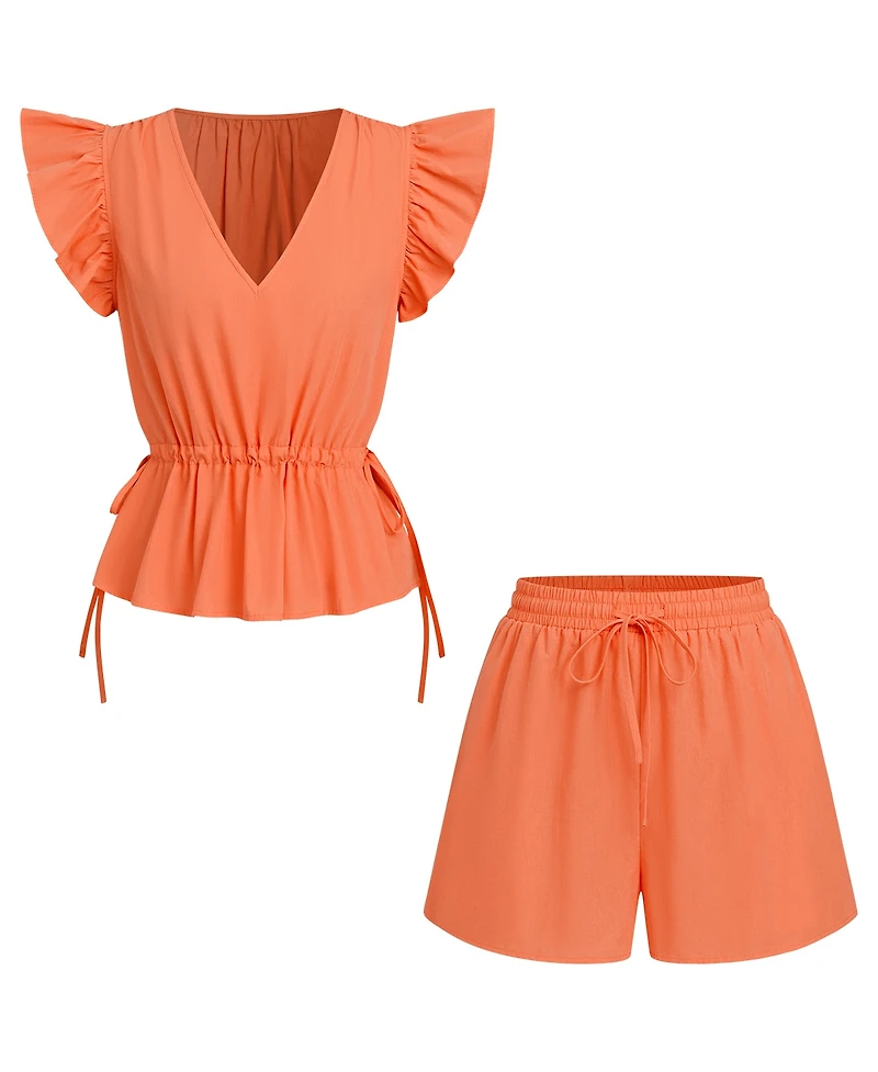 Cupshe Women's V-Neck Peplum Top Short Set