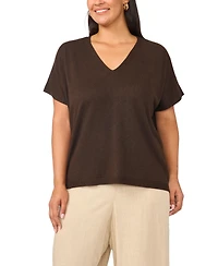 Vince Camuto Plus V-Neck Short-Sleeve Boxy Sweater