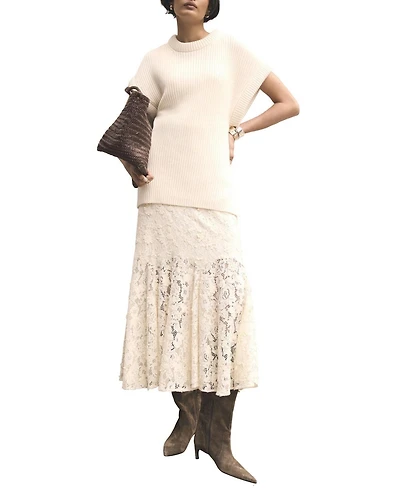 Mint Velvet Women's Lace Flounce Midi Skirt