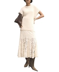 Mint Velvet Women's Lace Flounce Midi Skirt