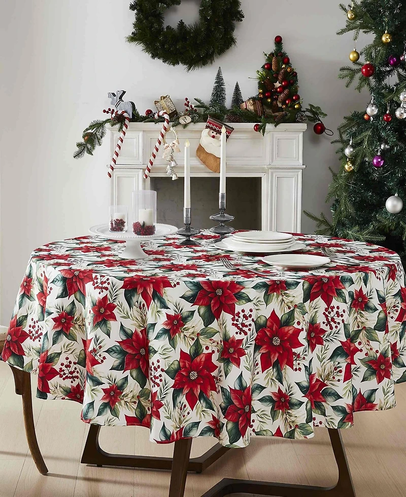 Avanti Poinsettia Round Tablecloth, 70" x 70"