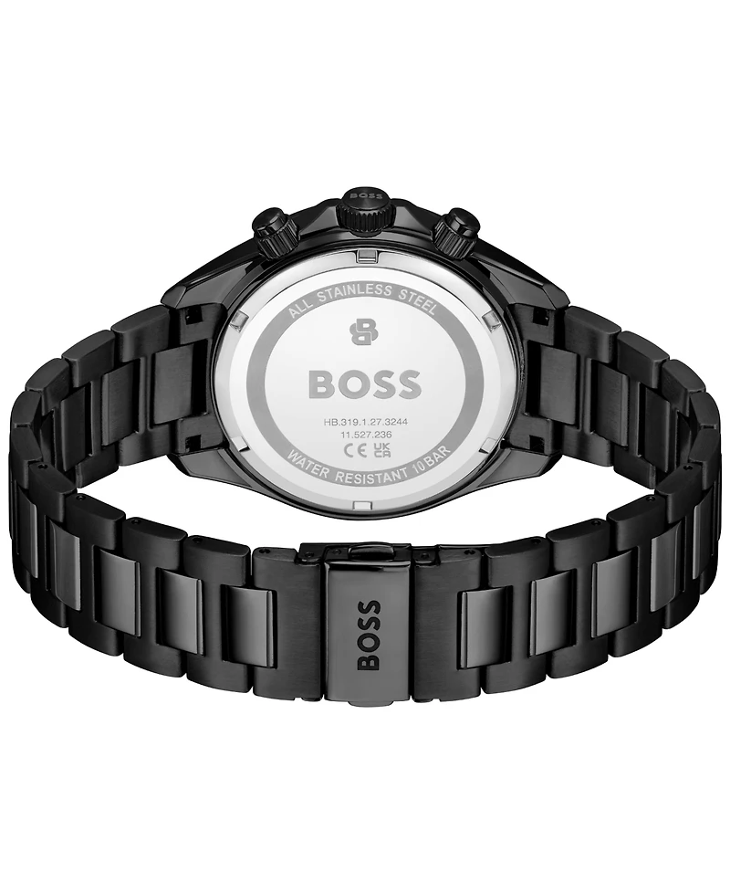Hugo Boss Men's Bossletic Quartz Chrono Ionic Plated Black Steel Watch 43.40mm