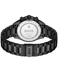 Hugo Boss Men's Bossletic Quartz Chrono Ionic Plated Black Steel Watch 43.40mm
