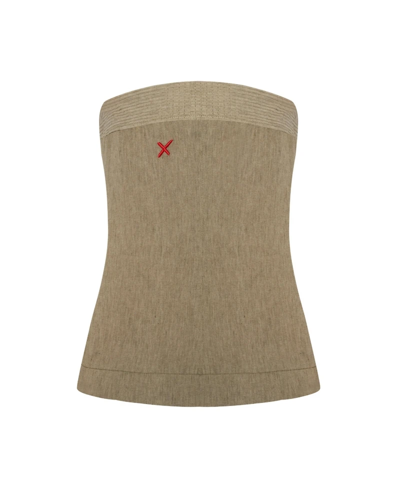 Pcfg Women's Linen-Blend Strapless Top