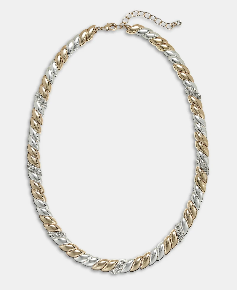 On 34th Crystal Stone Two-Tone Necklace, 16" + 2" extender, Macy's Exclusive