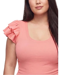 Torrid Plus Belle Isle Ribbed Ruffle-Sleeve Top