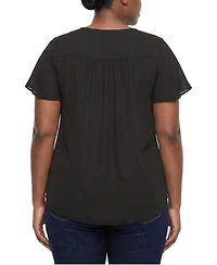Torrid Plus Harper V-Neck Short-Flutter-Sleeves Georgette Blouse