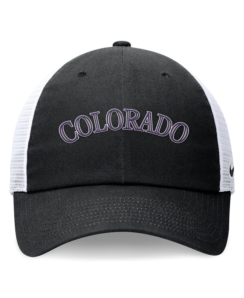 Nike Men's Black Colorado Rockies Wordmark Adjustable Trucker Hat