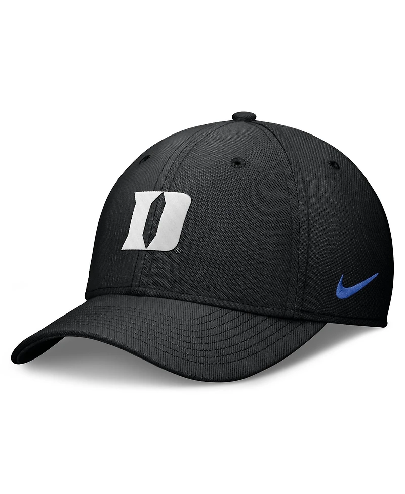 Nike Men's Black Duke Blue Devils Rise SwooshFlex Dri-fit Hat