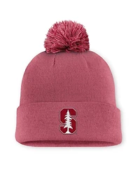 Men's Nike Pink Stanford Cardinal Primetime Peak Campus Cuffed Knit Hat with Pom